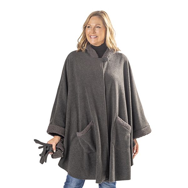 Linda Anderson Emily Sherpa-Trimmed Cozy Coat and Gloves Set