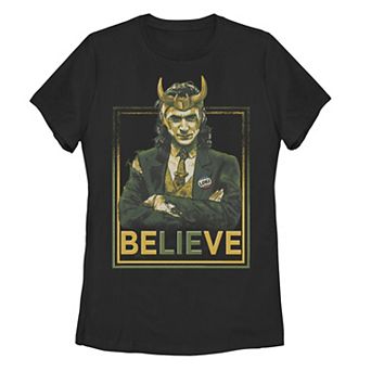 Juniors' Marvel Loki BeLIEve Portrait Tee
