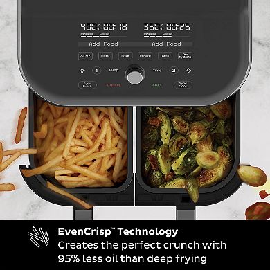 Instant Pot Vortex Plus Stainless Steel Dual-Basket 8-in-1 Air Fryer with ClearCook