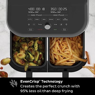 Instant Pot Vortex Plus Black Dual-Basket 8-in-1 Air Fryer with ClearCook