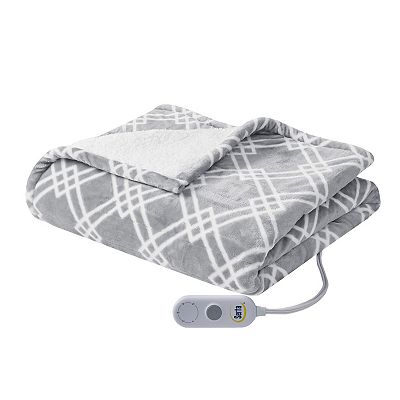 Serta® Printed Microlight to Sherpa Electric Heated Throw Blanket