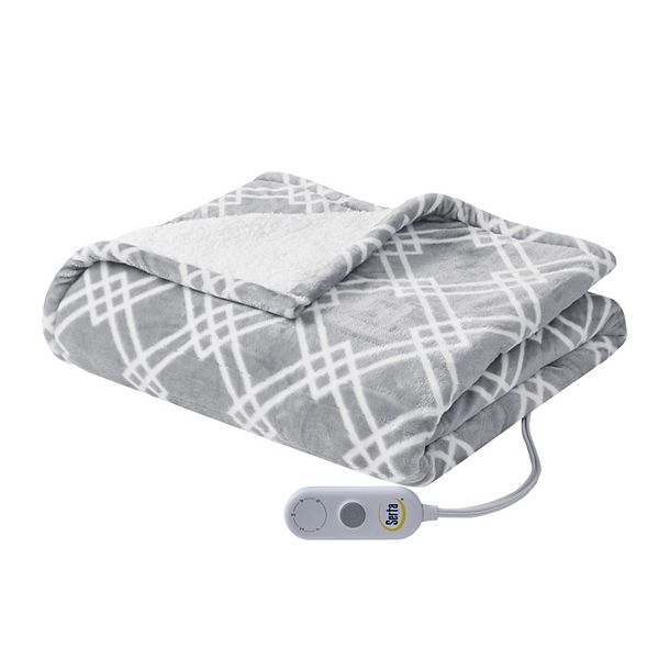 Serta® Printed Microlight to Sherpa Electric Heated Throw Blanket