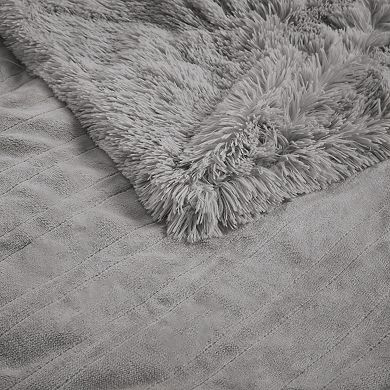 Serta Leena Shaggy Faux Fur Heated Throw