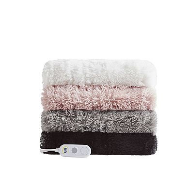 Serta Leena Shaggy Faux Fur Heated Throw