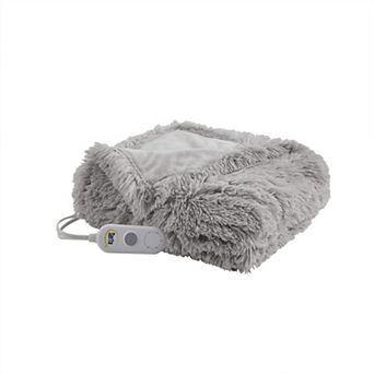 Serta® Leena Shaggy Faux Fur Electric Heated Throw Blanket