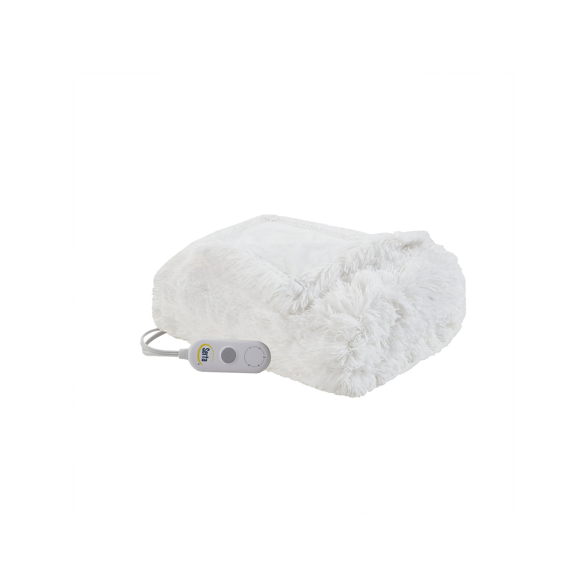 Serta® Leena Shaggy Faux Fur Electric Heated Throw Blanket, White
