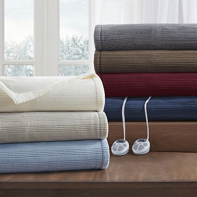 Serta Ribbed Micro Fleece Heated Electric Blanket