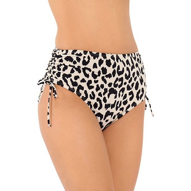 Women's Freshwater Cheetah-Print Ruched High-Waist Bikini Bottoms