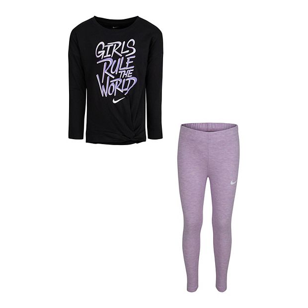 Nike - Girls Purple Logo Leggings Set