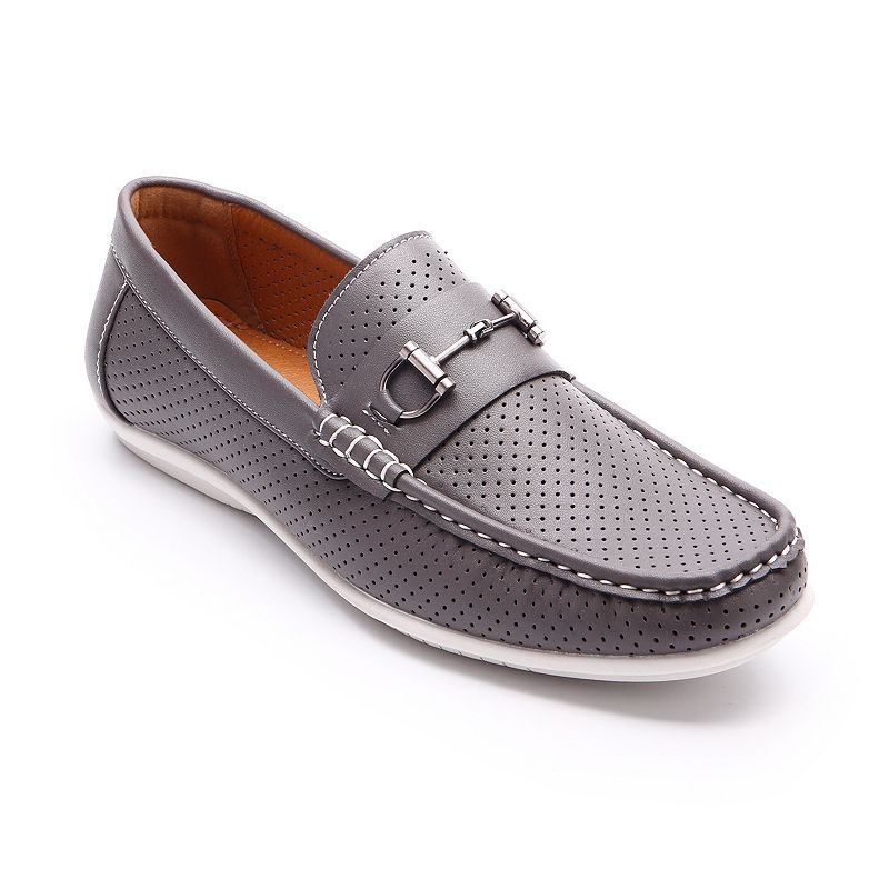 Aston Marc Mens Perforated Driving Loafers, Size: 8, Grey