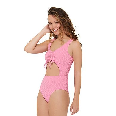 Juniors' Ninety-Nine° Ruched Cutout One-Piece Swimsuit