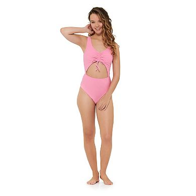 Juniors' Ninety-Nine° Ruched Cutout One-Piece Swimsuit