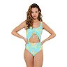 Juniors' Ninety-Nine° Ruched Cutout One-Piece Swimsuit