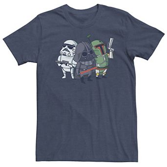 Big & Tall Star Wars Vader Boba Trooper Chibi Cute Tee
