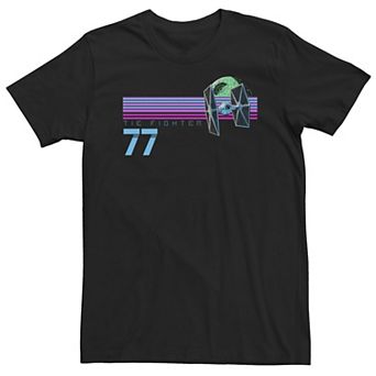 Big & Tall Star Wars Tie Fighter 77 Neon Retro Skyline Tee