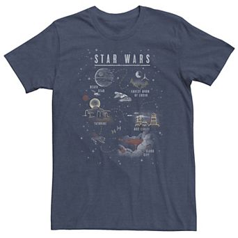 Big & Tall Star Wars Map To The Galaxy Vintage Tee