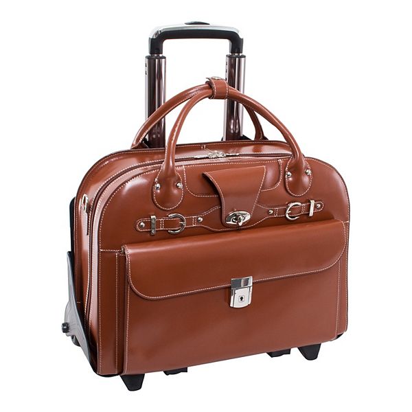 Leather briefcase best sale on wheels