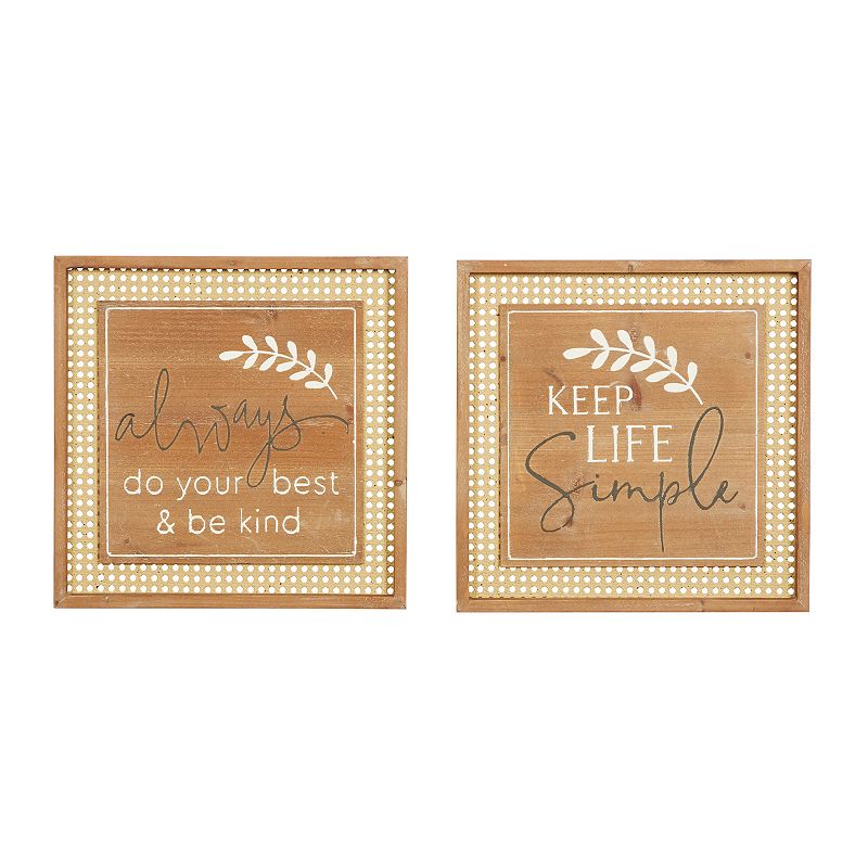 Stella & Eve Be Kind Simple Wall Decor 2-piece Set, Brown