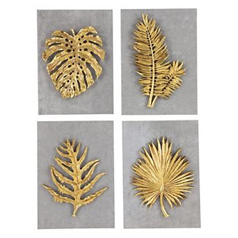 Stella & Eve Gold Finish Leaves Wall Decor 4 pc Set