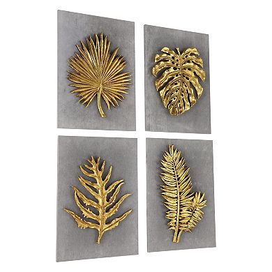 Stella & Eve Gold Finish Leaves Wall Decor 4-piece Set