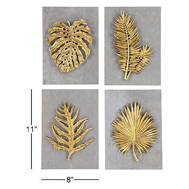 Stella & Eve Gold Finish Leaves Wall Decor 4-piece Set
