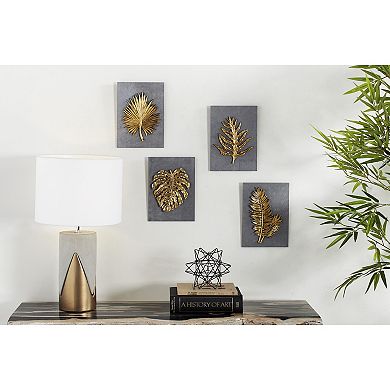 Stella & Eve Gold Finish Leaves Wall Decor 4-piece Set