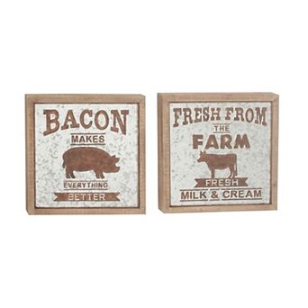 Stella & Eve Fir Wood Farm Wall Decor 2 pc Set