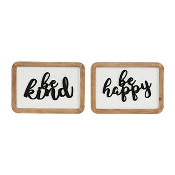 Stella & Eve 2 pc Be Happy Be Kind Wall Decor Set