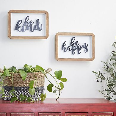 Stella & Eve 2-piece Be Happy Be Kind Wall Decor Set