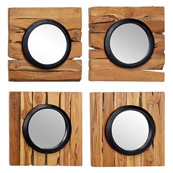 Stella & Eve Teak Wall Mirror 4 pc Set