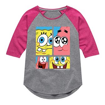 Girls 7-16 Nickelodeon SpongeBob SquarePants & Patrick Starfish Raglan Tee