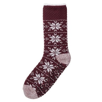 Women's Cuddl Duds Textured Snowflake Slipper Socks