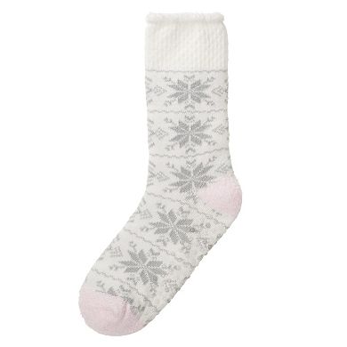 Women's Cuddl Duds Textured Snowflake Slipper Socks