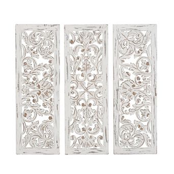Stella & Eve White Washed Wood Wall Decor 3 pc Set