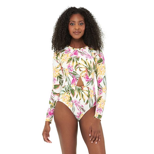 Cutout Long Sleeve Swimsuit