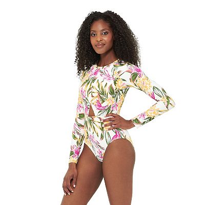 Women s Freshwater Cutout Long Sleeve One Piece Swimsuit