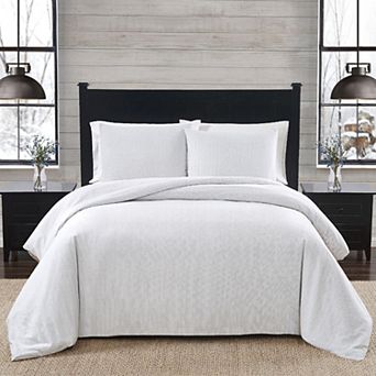 London Fog Herringbone Flannel Duvet Cover Set with Shams