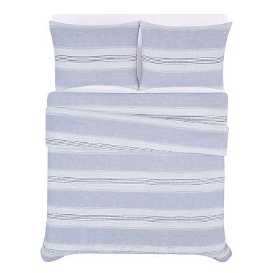 London Fog Stripe Flannel Comforter Set with Shams