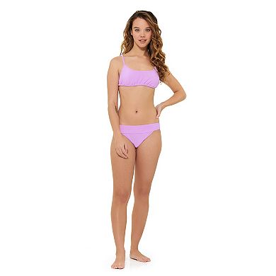 Juniors' Ninety-Nine Degrees° Tunnel-Back Shirred Bikini Top