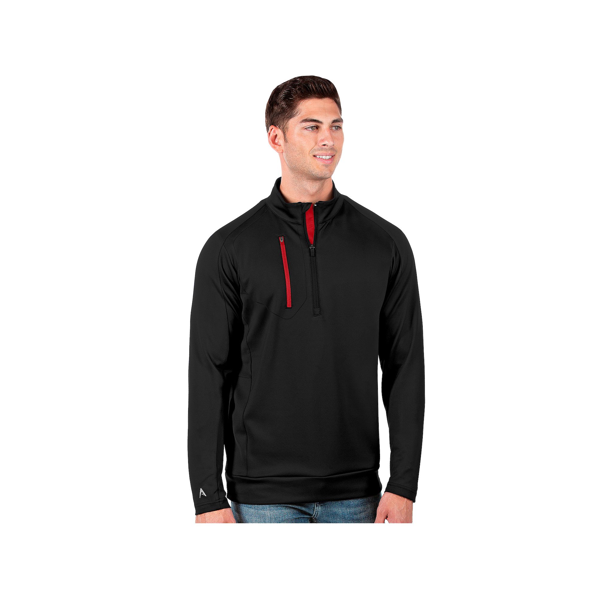 Mens Antigua Generation Half-Zip Pullover, Size: Small, Black