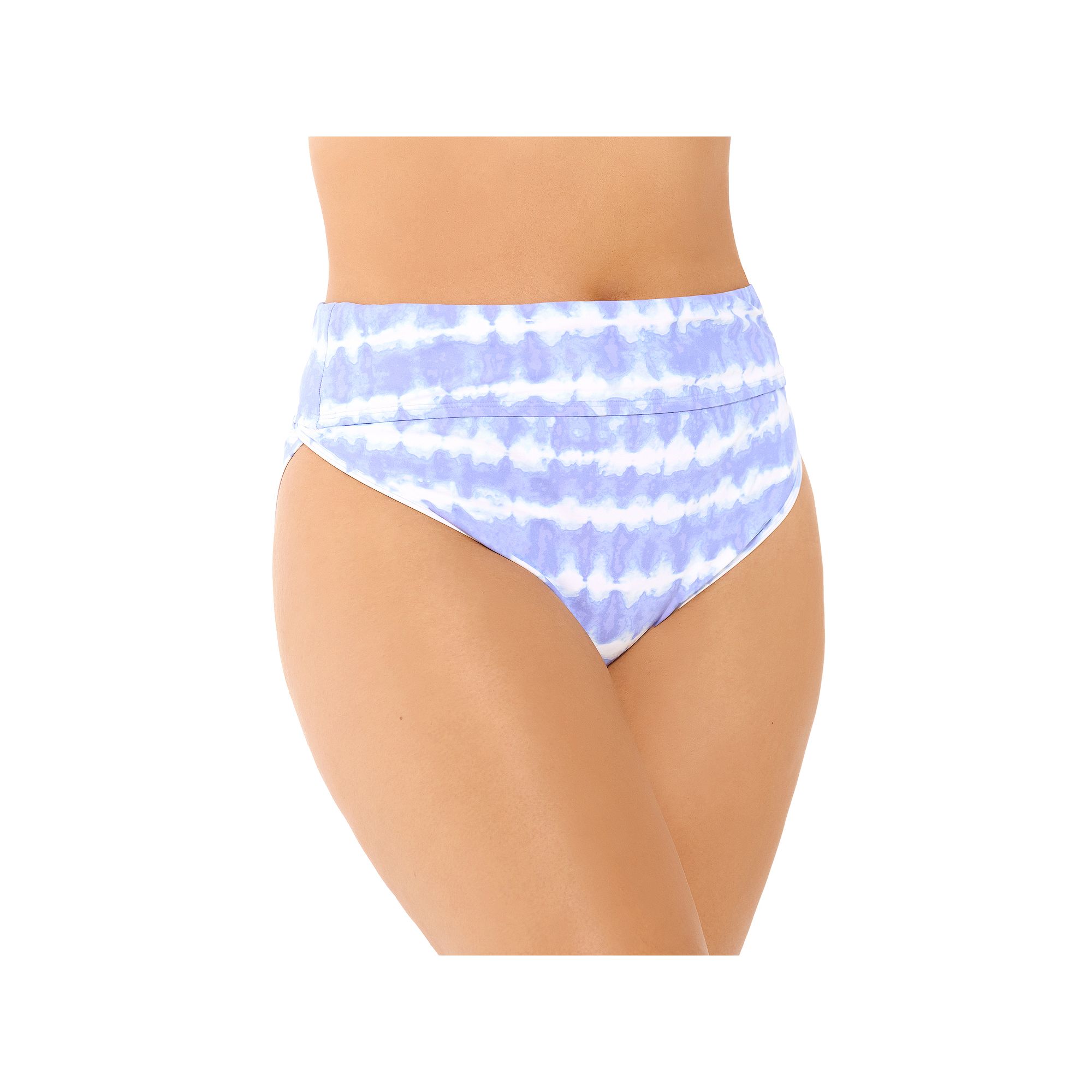 Plus Size Freshwater Banded High-Leg Swim Bottoms, Womens, Size: 1XL, Peri