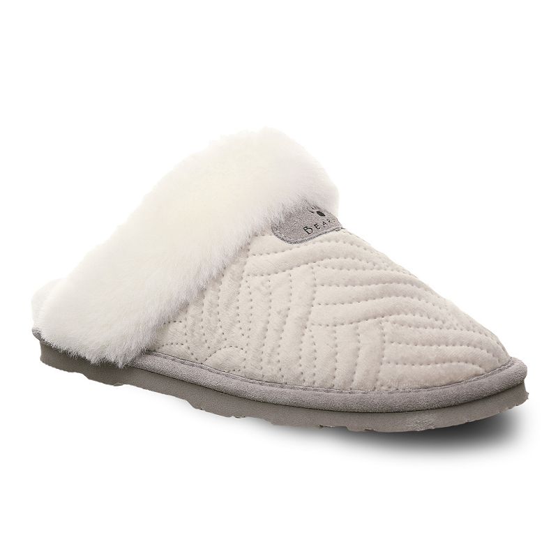 Bearpaw Effie Womens Faux-Fur Scuff Slippers, Size: 7, Grey