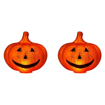 Mr. Halloween Mercury Glass Jack-O-Lantern LED Table Decor 2 pc Set