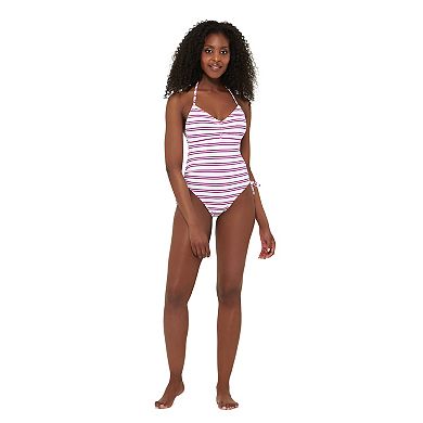 Women's Freshwater Ruched-Side Tie-Dye Halter One-Piece Swimsuit