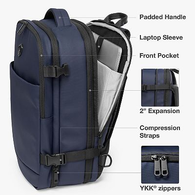 Traveler's Choice Markham Travel Backpack - Navy