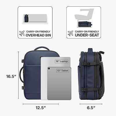 Traveler's Choice Markham Travel Backpack - Navy