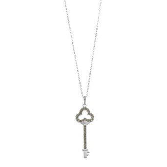 Diamond Mystique Platinum Over Silver & Diamond Accent Key Pendant Necklace