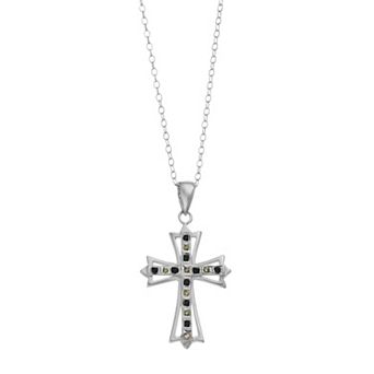 Diamond Mystique Platinum Over Silver & Diamond Accent Cross Pendant Necklace