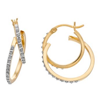 Diamond Mystique 18k Gold Over Silver & Diamond Accent Double Hoop Earrings