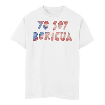 Boys 8-20 Yo Soy Boricua Puerto Rican Flag Text Fill Tee